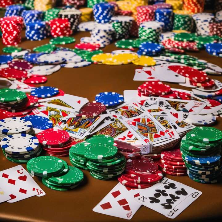 LGBTQ+ poker players gathered, holding rainbow flags and banners.