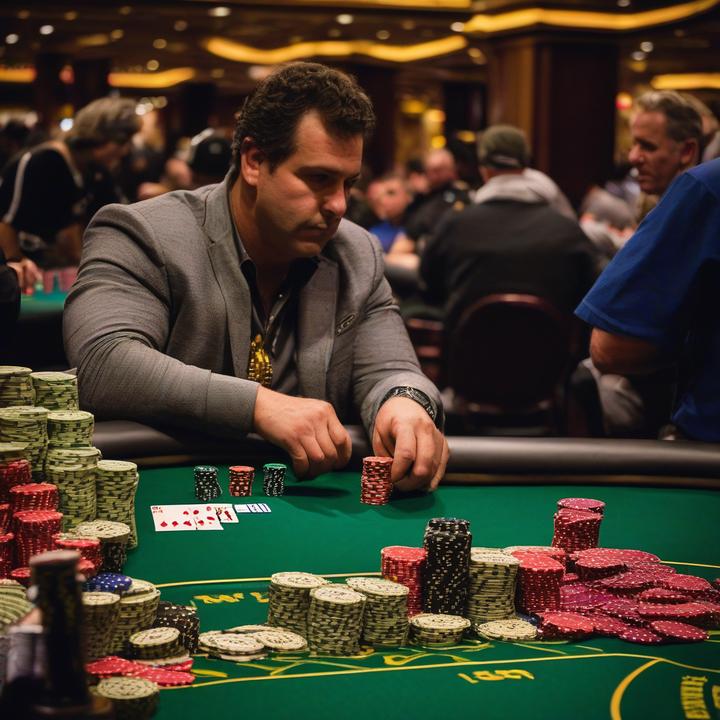 Poker player slumped, frustrated, at the 2025 World Series of Poker table.