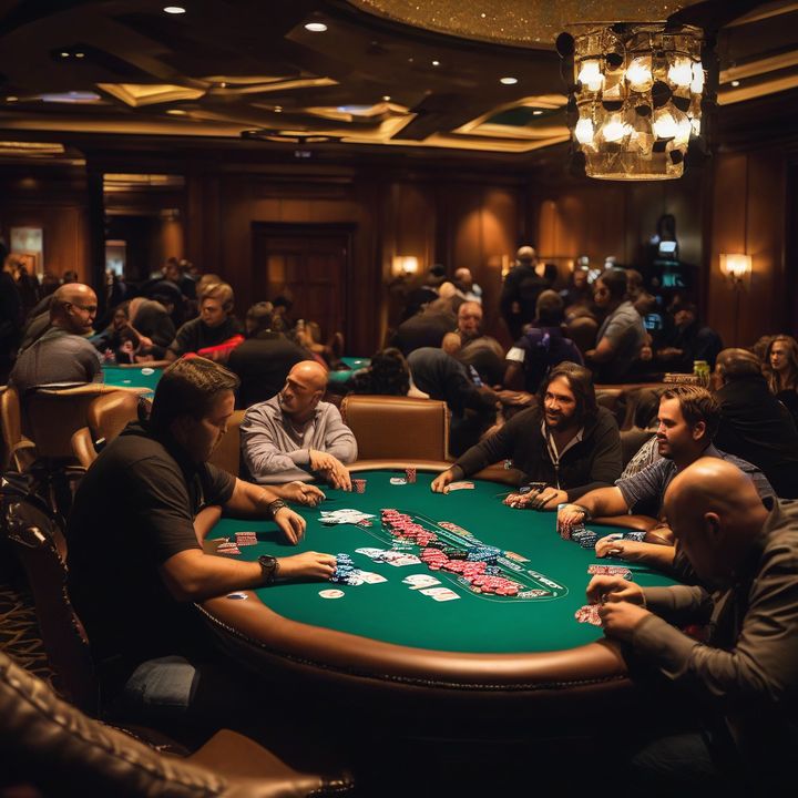 Poker player studying with GTO Wizard at WSOP preparation event.