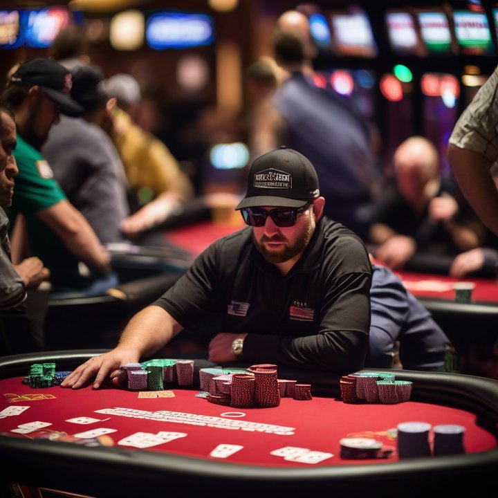Kenny Hallaert stacks chips at 2025 WSOP Main Event table.