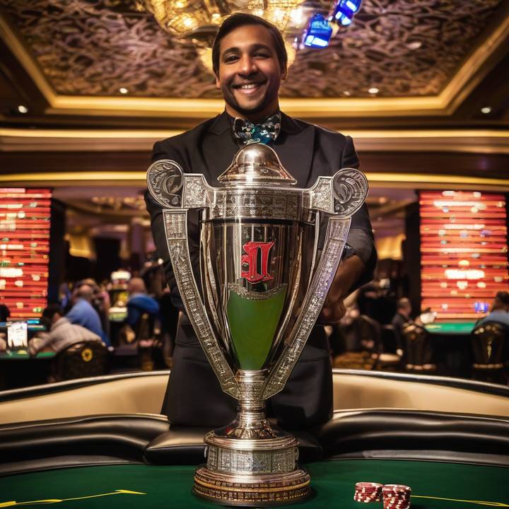 Poker ambassador holds $3,000,000 check at WSOP 2025 Main Event ceremony.