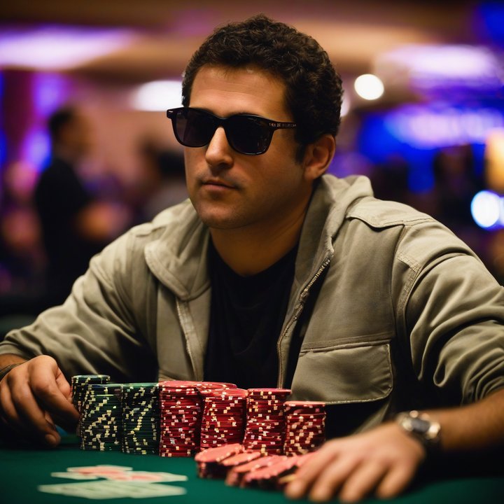 Poker player holds up chips after winning a hand at WSOP Main Event.