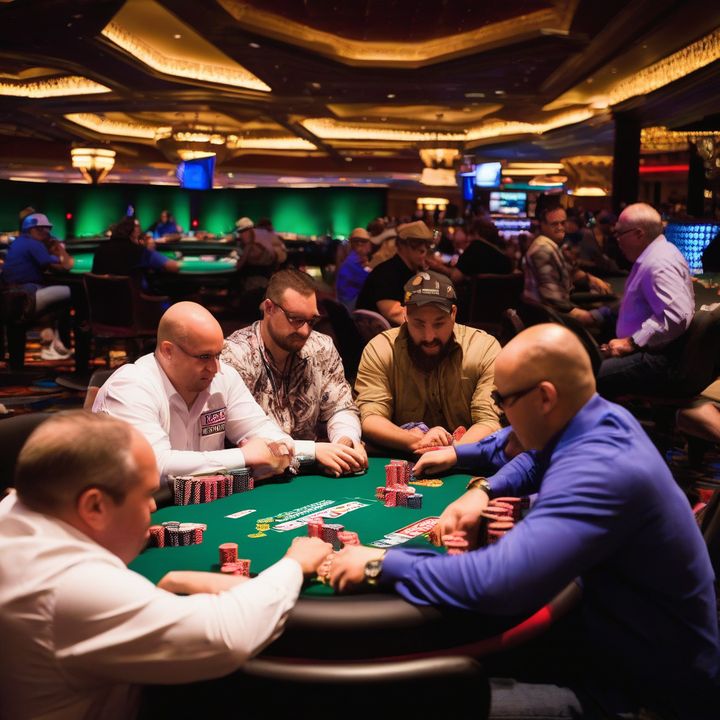 Poker players compete at the 2025 WSOP Main Event tournament table.