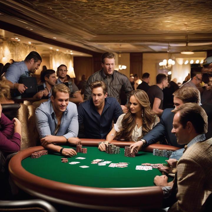 Poker players competing at a Grosvenor Goliath tournament table.