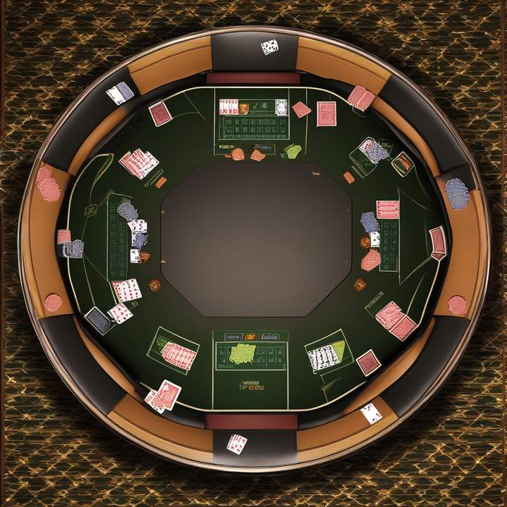 Poker players competing at a tournament table with cards and chips.