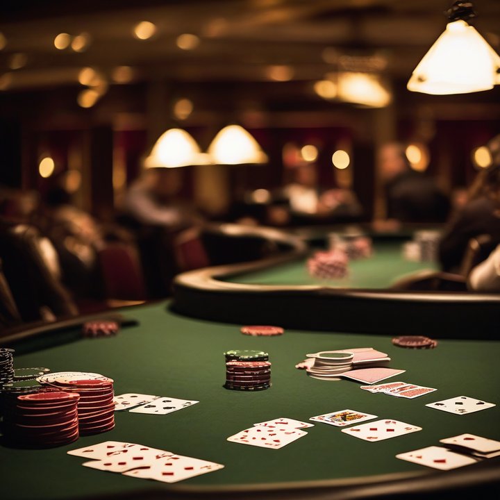 Poker players competing in a high-stakes tournament with large cash prizes.