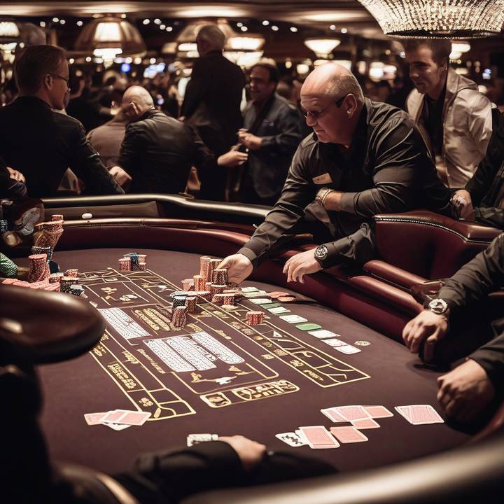 Phil Hellmuth competing in a poker tournament, focused on his cards.