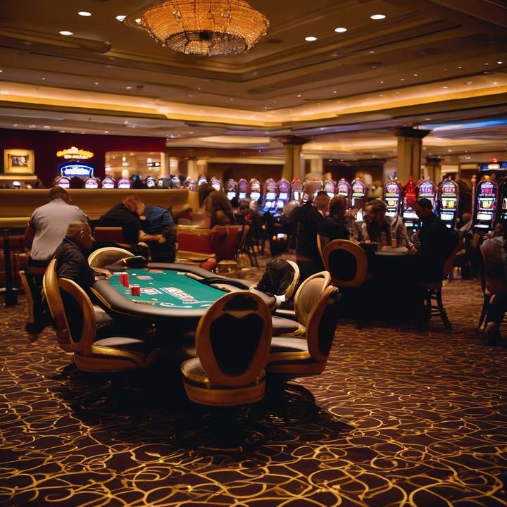 Poker players competing at Caesars Southern Indiana casino table.