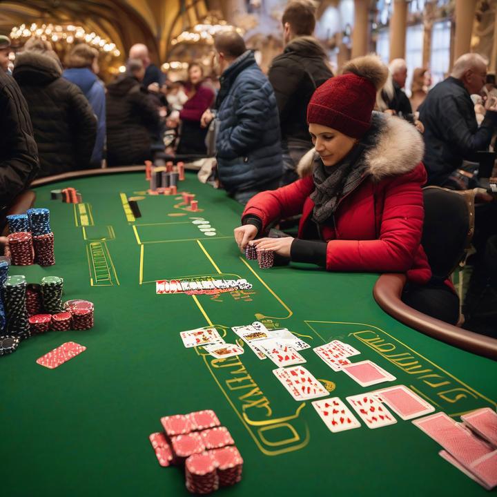 Poker players competing at Queens of Tallinn tournament table.