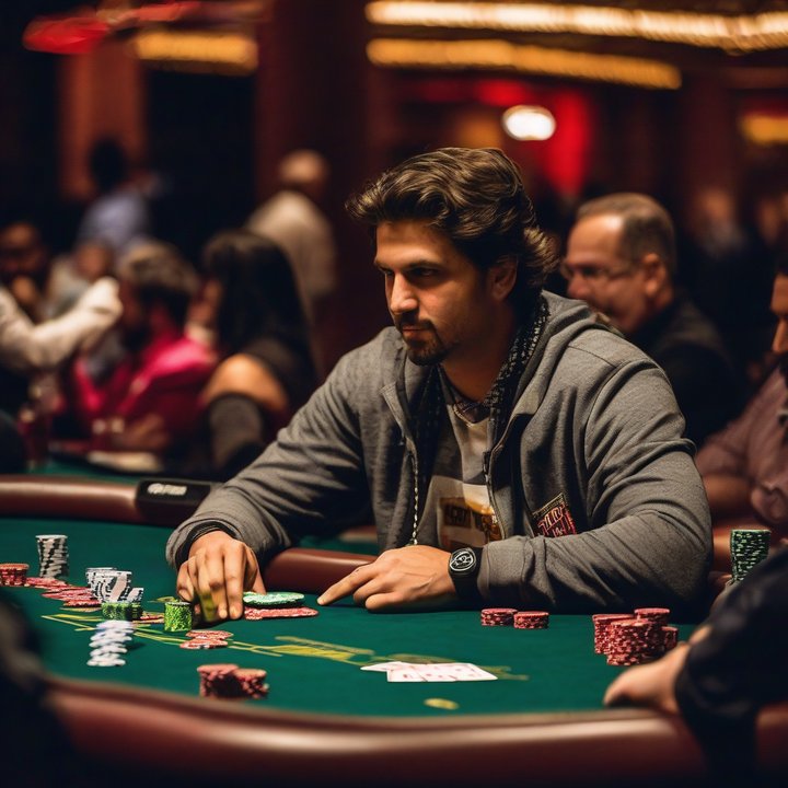 Will Kassouf speaking at a WSOP event, looking serious.