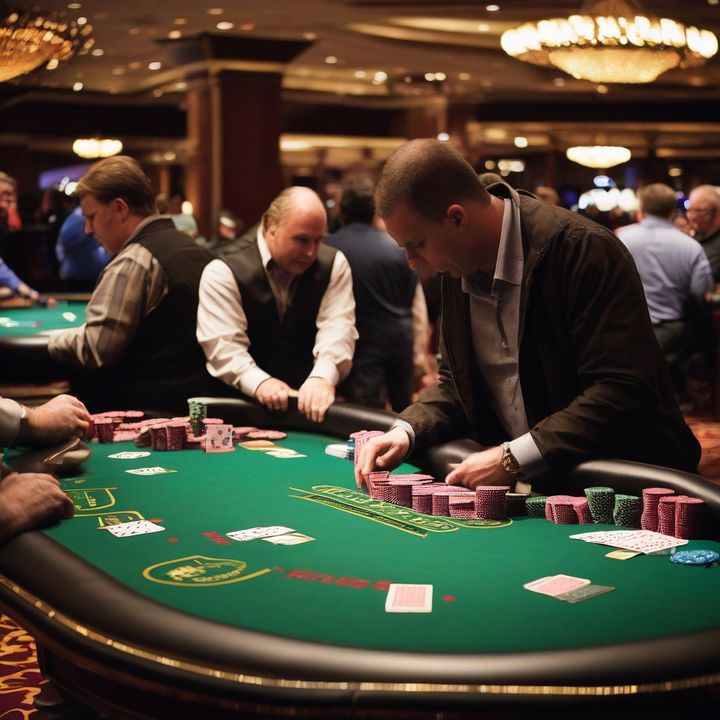 Poker players competing at the WSOP Circuit Series tournament table.